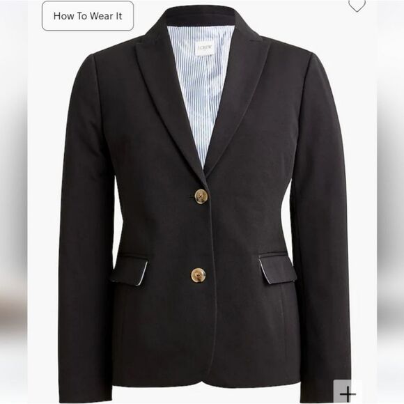 J. Crew Factory NWT Cotton-blend two-button blazer Black Women's size 2 - Picture 3 of 10